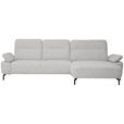 ECKSOFA in Chenille, Flachgewebe Ecru  - Ecru/Schwarz, Design, Textil/Metall (318/165cm) - Xora