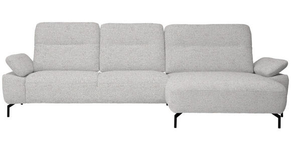 ECKSOFA in Chenille, Flachgewebe Ecru  - Ecru/Schwarz, Design, Textil/Metall (318/165cm) - Xora