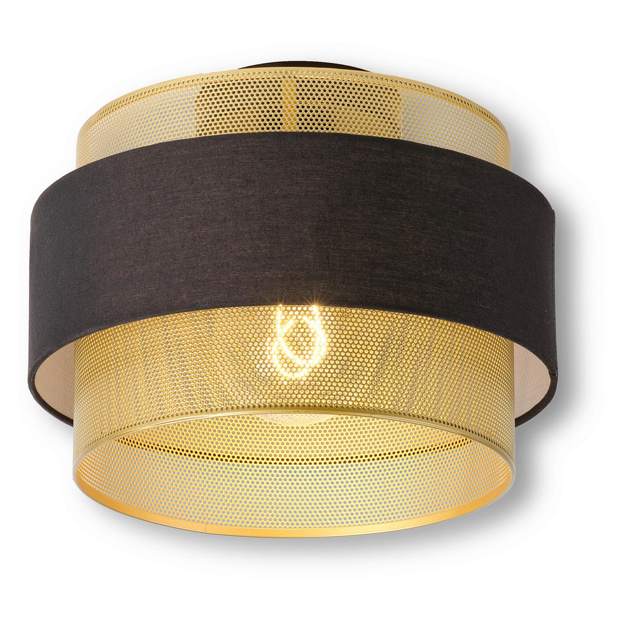 DECKENLEUCHTE  30/23 cm    - Goldfarben/Schwarz, KONVENTIONELL, Textil/Metall (30/23cm) - Osram