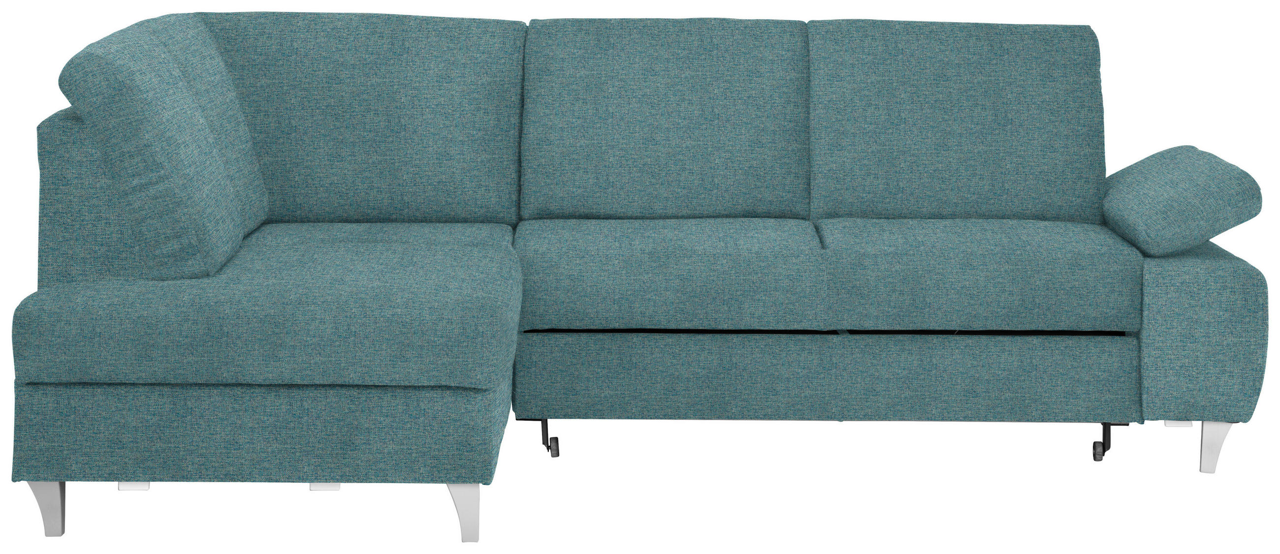 ECKSOFA in Flachgewebe Türkis  - Türkis/Silberfarben, Konventionell, Holz/Textil (186/255cm) - Cantus