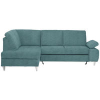 ECKSOFA in Flachgewebe Türkis  - Türkis/Silberfarben, Konventionell, Holz/Textil (186/255cm) - Cantus