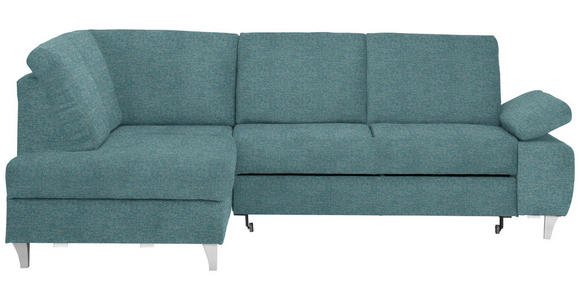 ECKSOFA in Flachgewebe Türkis  - Türkis/Silberfarben, KONVENTIONELL, Holz/Textil (186/255cm) - Cantus