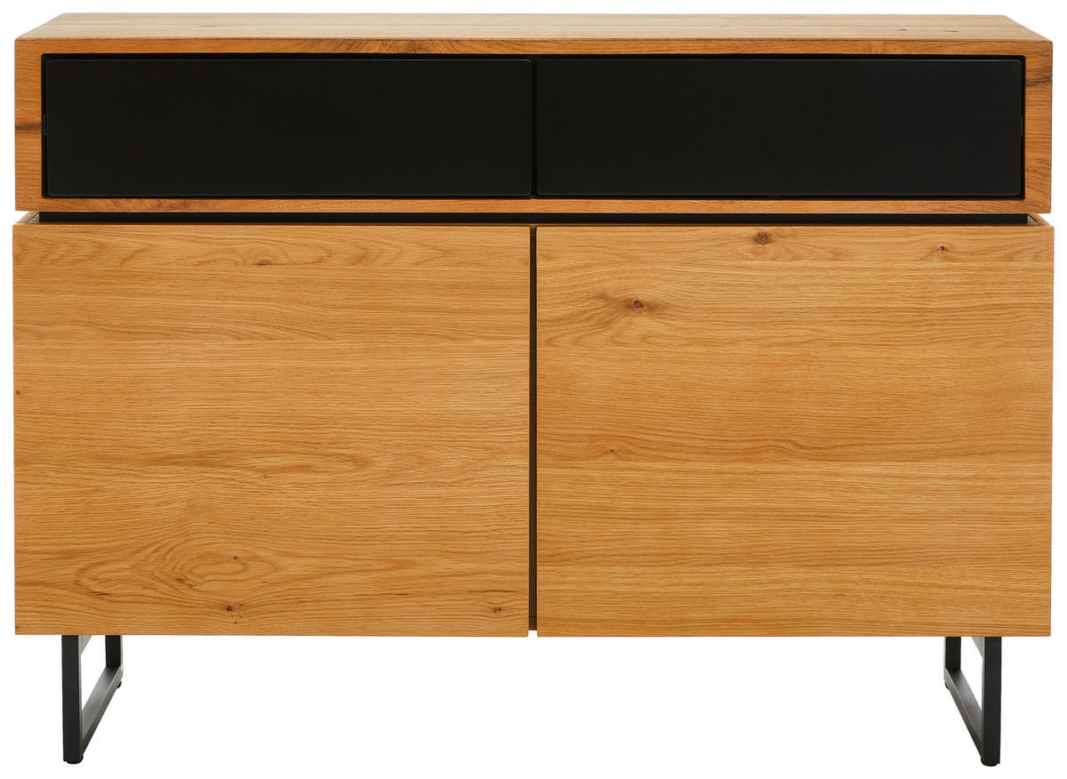 SIDEBOARD  120/86/40 cm 2 låda(or)  - svart/ekfärgad, Design, metall/trämaterial (120/86/40cm) - MID.YOU