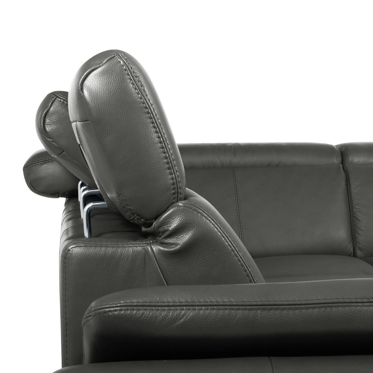 ECKSOFA Lederlook Echtleder Anthrazit  - Anthrazit/Schwarz, Design, Leder/Textil (264/211cm) - Livetastic