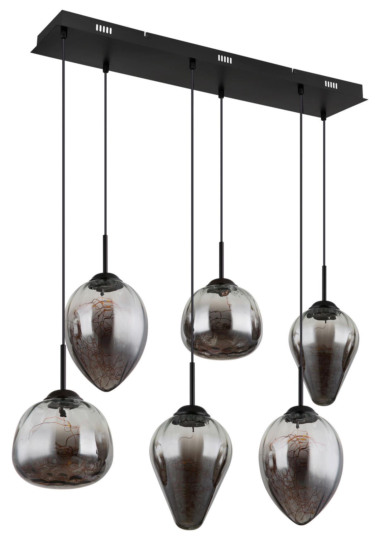 LED-HÄNGELEUCHTE 97/32/120 cm    - Klar/Schwarz, Design, Glas/Metall (97/32/120cm) - Globo