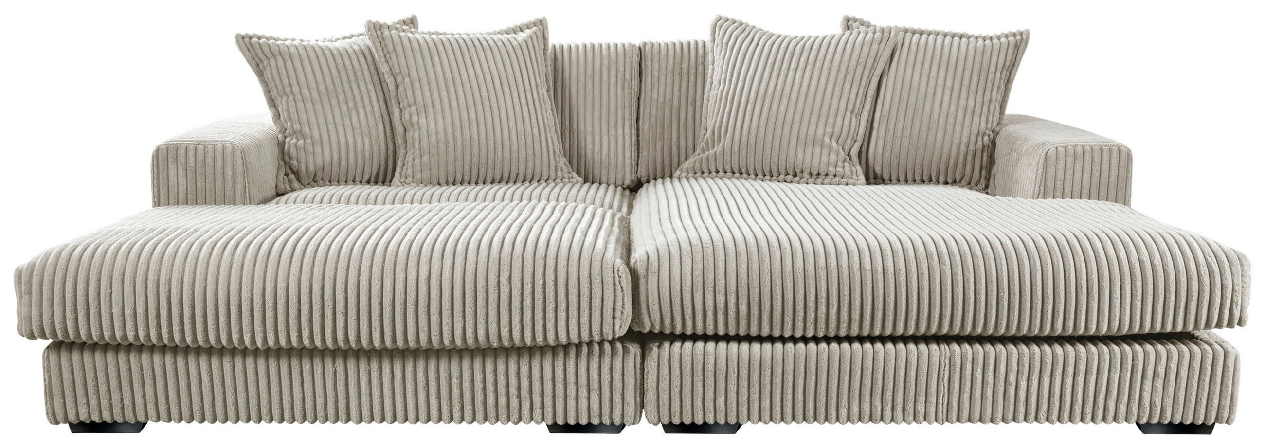 ECKSOFA FUNNY Hellgrau Cord  - Hellgrau/Schwarz, Basics, Kunststoff/Textil (285/195cm) - Livetastic