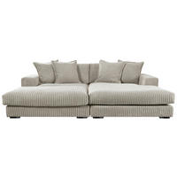 ECKSOFA FUNNY Hellgrau Cord  - Hellgrau/Schwarz, Basics, Kunststoff/Textil (285/195cm) - Livetastic