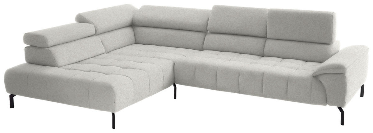 ECKSOFA in Chenille Beige  - Beige/Schwarz, Design, Textil/Metall (222/323cm) - Beldomo Style