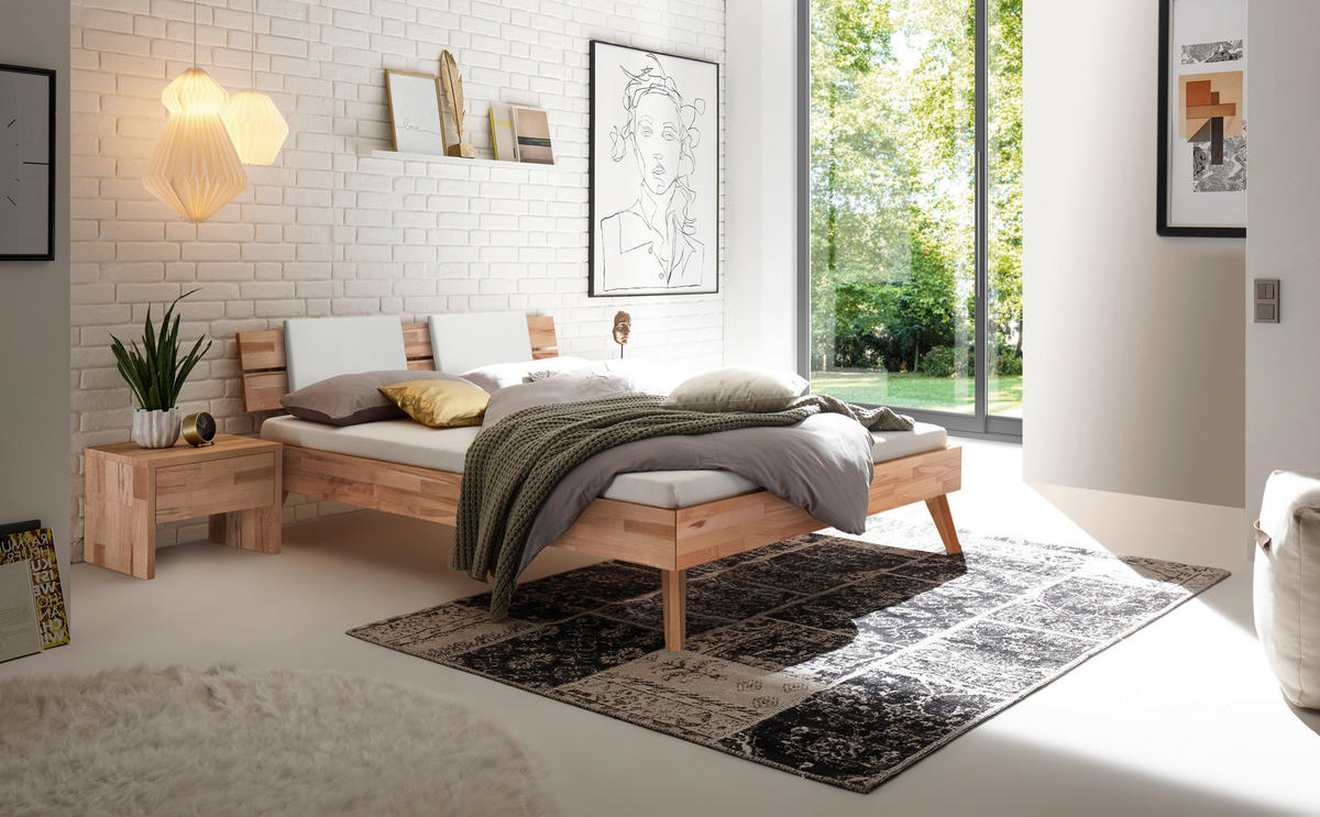 BETT 100/200 cm  in Kernbuche  - Buchefarben/Kernbuche, Design, Holz (100/200cm) - Hasena