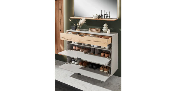 GARDEROBE 4-teilig in 265,7/205,5/37,1 cm - Wildeiche/Grau, Design, Glas/Holz (265,7/205,5/37,1cm) - Dieter Knoll