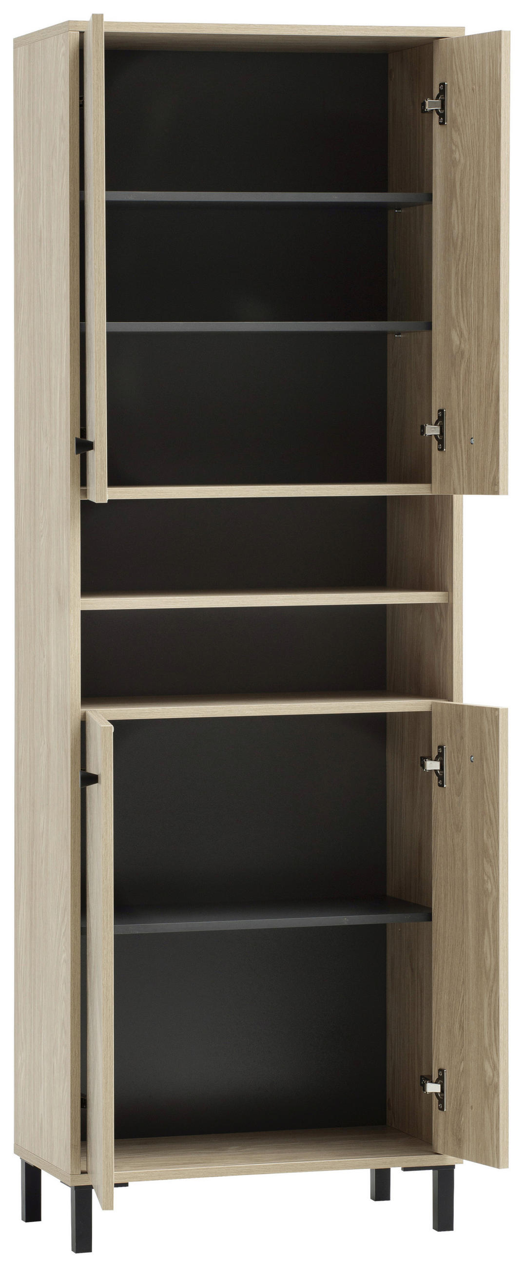HOCHSCHRANK 60,20/177,6/33 cm  - Eichefarben/Schwarz, KONVENTIONELL, Holzwerkstoff/Kunststoff (60,20/177,6/33cm) - Stylife