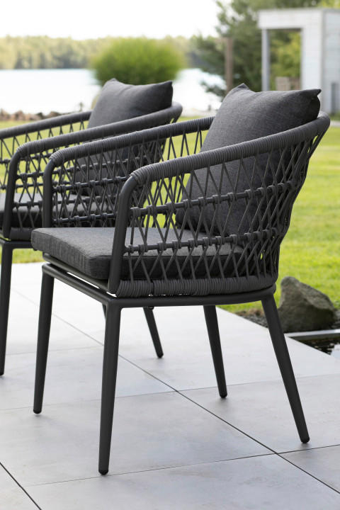 GARTENSESSEL-SET Aluminium Grau  - Grau, Basics, Kunststoff/Textil (58/78/63cm) - Gardenson