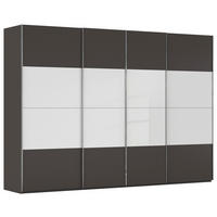 SCHWEBETÜRENSCHRANK 316/223/68 cm,  in Graphitfarben, Weiß, 4 Tür(en)  - Chromfarben/Graphitfarben, KONVENTIONELL, Glas/Holzwerkstoff (316/223/68cm) - Novel