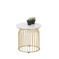 Masă Auxiliară din metal, piatră, 40/40/40 cm - alb/auriu, Trend, metal/piatră (40/40/40cm) - Ambia Home