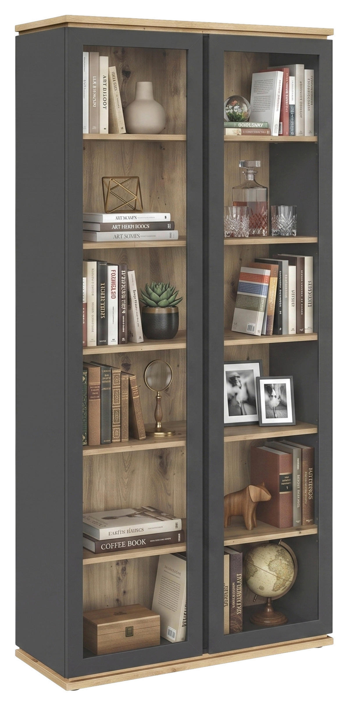 VITRINE  in Anthrazit, Eiche Artisan  - Anthrazit/Eiche Artisan, KONVENTIONELL, Holzwerkstoff (94/201/38cm) - Xora
