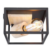 DECKENLEUCHTE Hagar 22/22/14,5 cm   - Schwarz/Naturfarben, Natur, Holz/Metall (22/22/14,5cm) - Globo