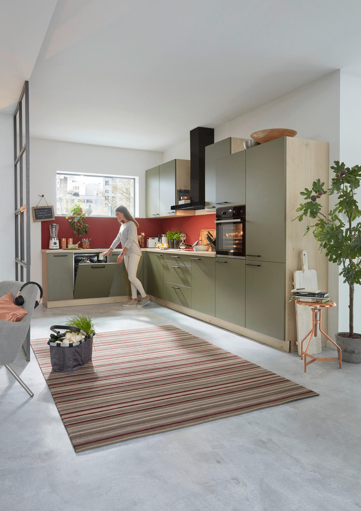 EINBAUKÜCHE MANHATTAN UNI  - Grün, Design, Holzwerkstoff - Nolte Küchen