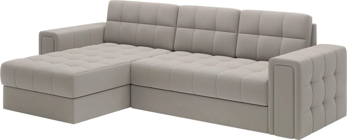 ECKSOFA Plüsch Beige  - Beige, Design, Kunststoff/Textil (260/150cm) - MID.YOU