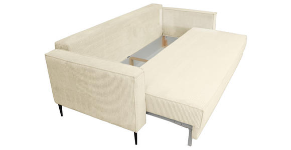 SCHLAFSOFA Cord Creme  - Creme/Schwarz, KONVENTIONELL, Textil/Metall (222/93/98cm) - Carryhome