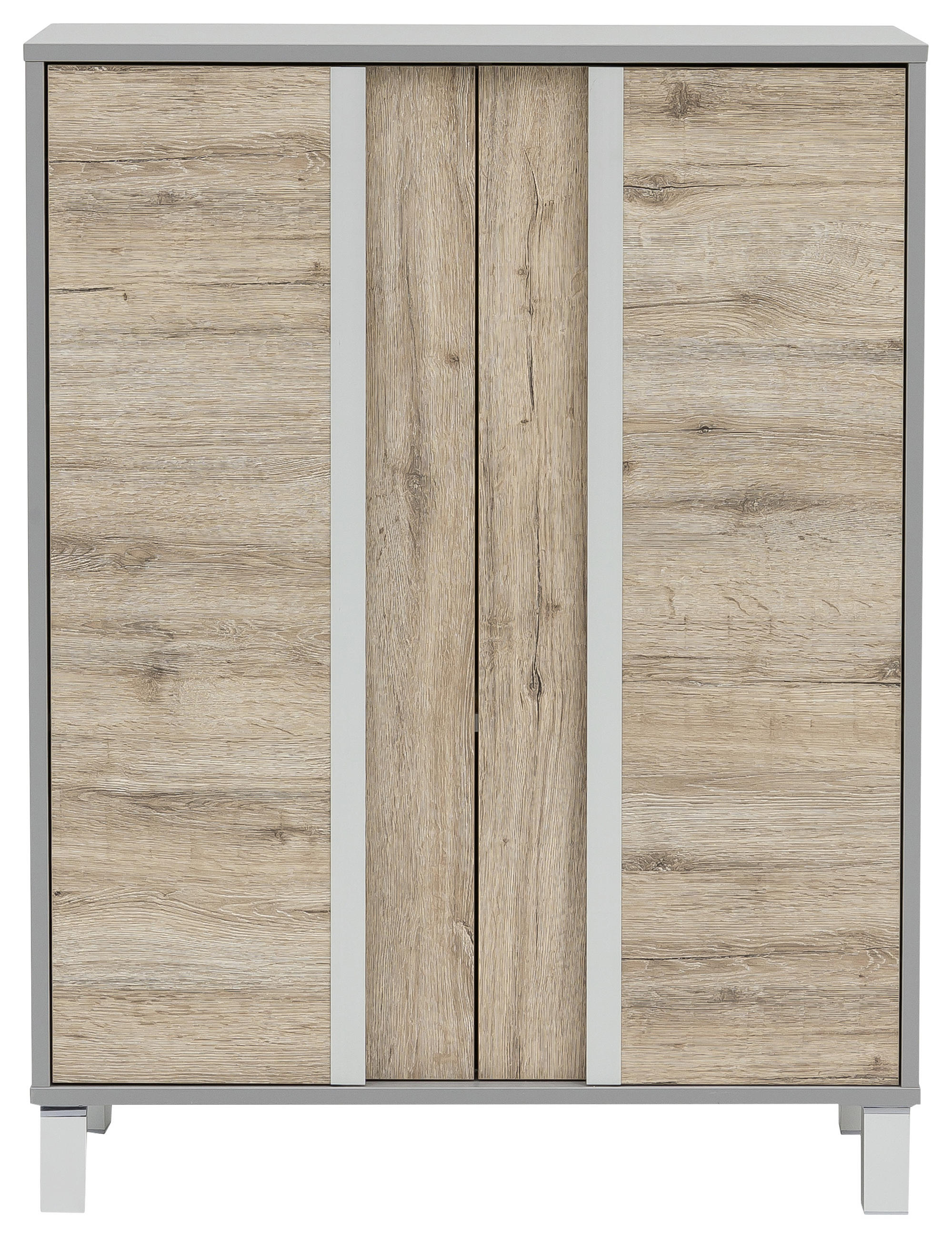 MIDISCHRANK 77,5/103,5/33,5 cm  - Eichefarben/Silberfarben, KONVENTIONELL, Holzwerkstoff/Metall (77,5/103,5/33,5cm) - Stylife