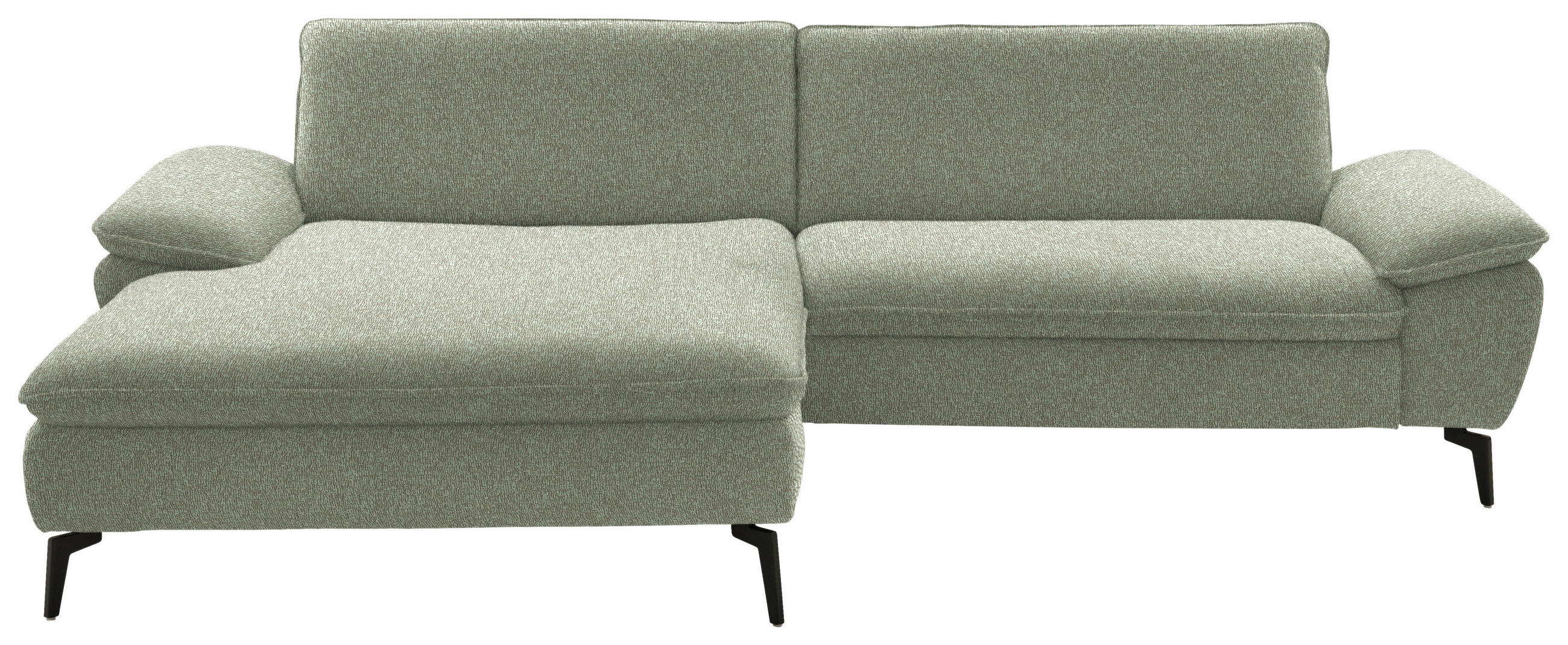 ECKSOFA  in Webstoff Hellgrün  197/295 cm  - Schwarz/Hellgrün, Design, Textil/Metall (197/295cm) - Valdera