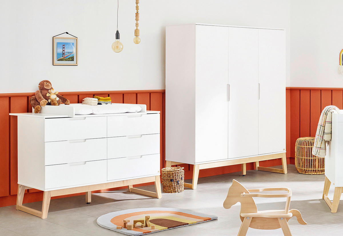 BABYKLEIDERSCHRANK PINOLINO BRIDGE  - Eschefarben/Weiß, Design, Holz/Holzwerkstoff (156/187/52cm) - Pinolino