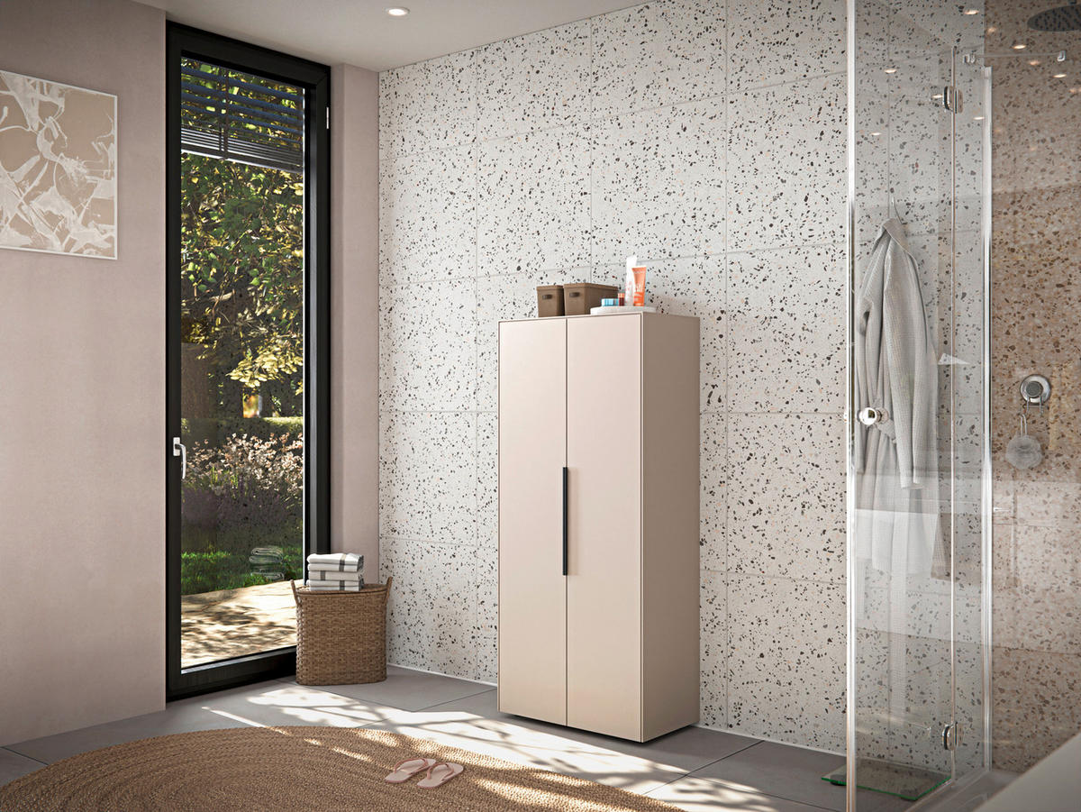 MIDISCHRANK 60/135/30 cm  - Kaschmir/Schwarz, Design, Holzwerkstoff/Kunststoff (60/135/30cm) - home24