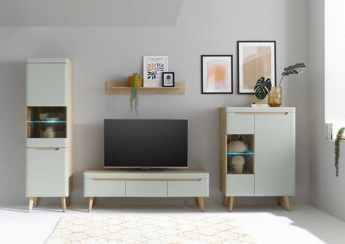 HIGHBOARD  in 90/134/40 cm  - Eichefarben/Grün, Design, Holzwerkstoff (90/134/40cm) - MID.YOU