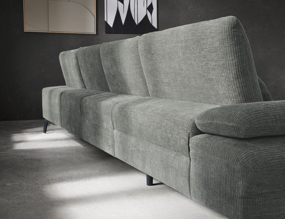 WOHNLANDSCHAFT in Webstoff Hellgrau  - Hellgrau/Schwarz, Design, Textil/Metall (157/354/208cm) - Dieter Knoll