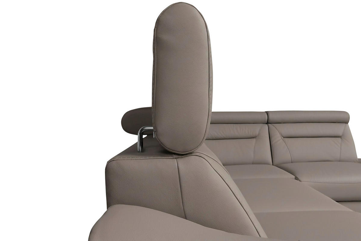 ECKSOFA  in Lederlook Echtleder Schlammfarben  - Wengefarben/Schlammfarben, Design, Leder/Holz (212/260cm) - Celina Home