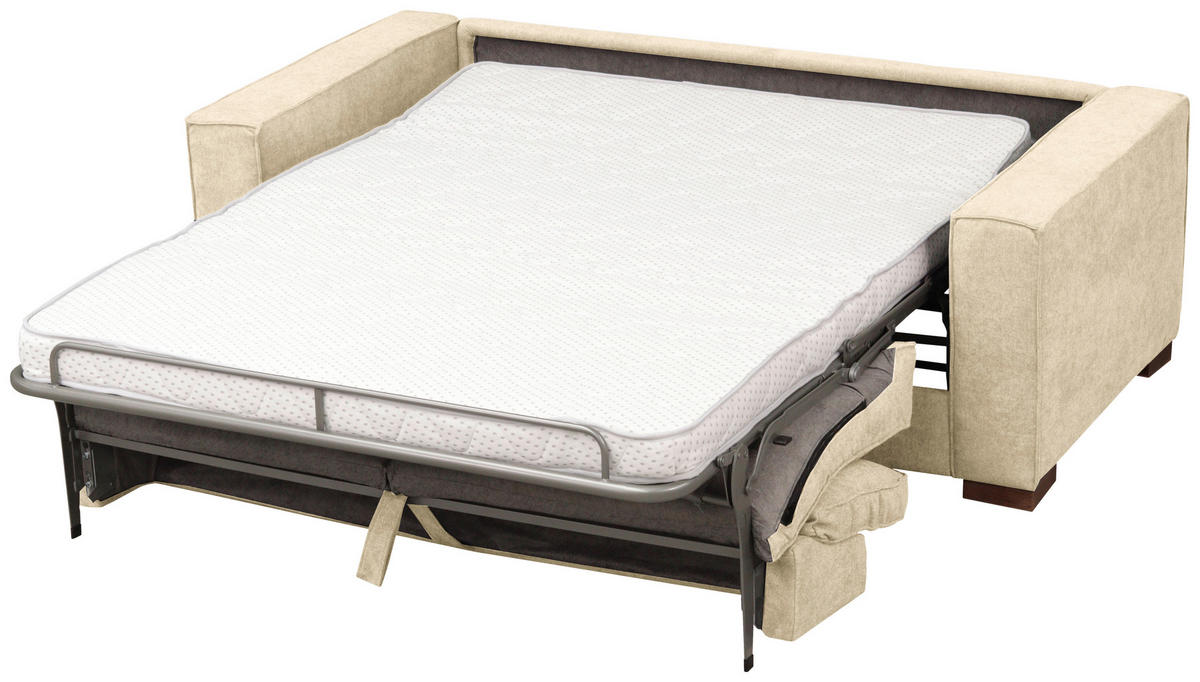 SCHLAFSOFA Webstoff Creme  - Dunkelbraun/Creme, Design, Holz/Textil (203/85/99cm) - MID.YOU