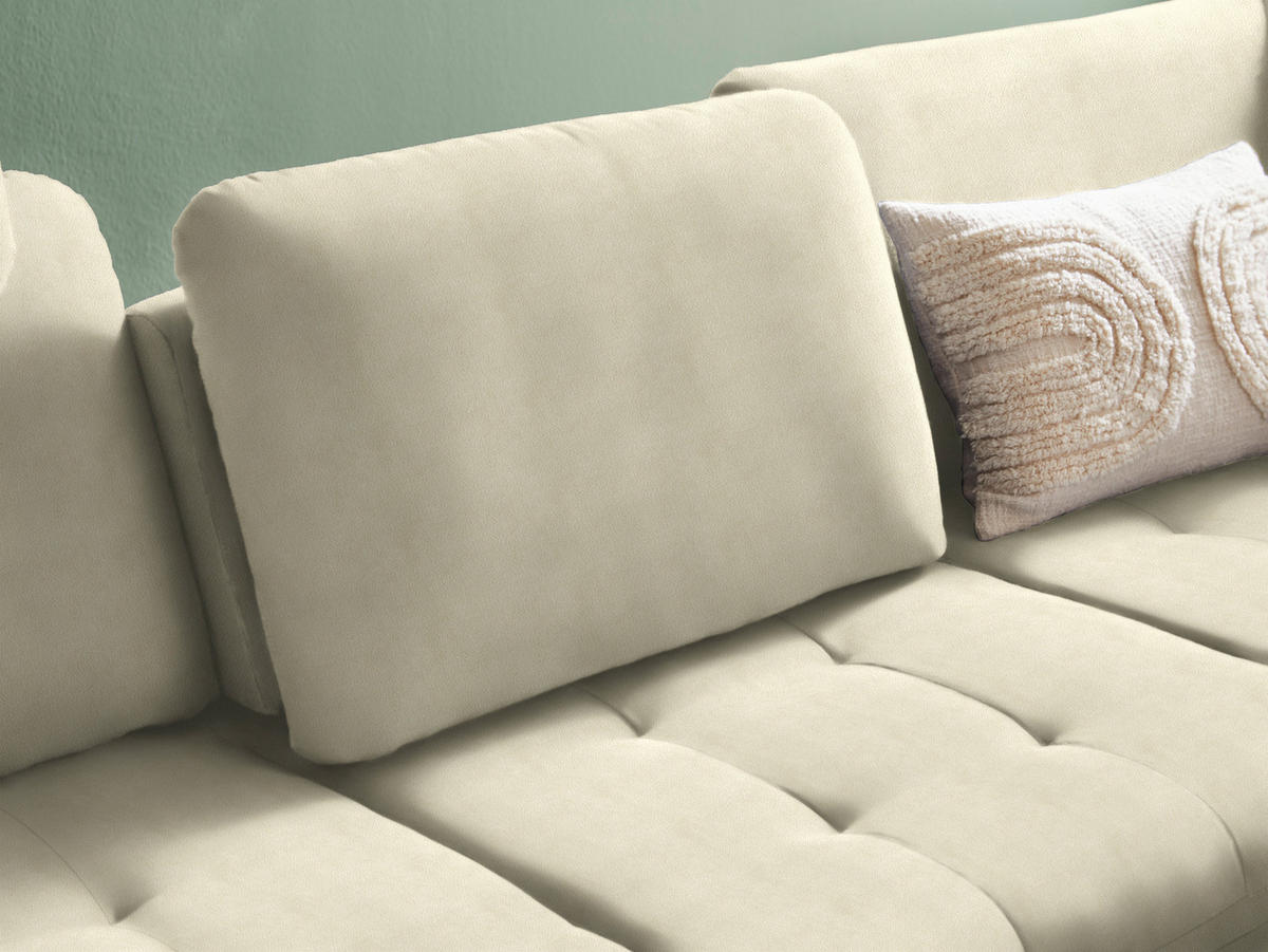 ECKSOFA in Flachgewebe Creme  - Creme/Schwarz, Natur, Textil/Metall (288/233cm) - Valnatura