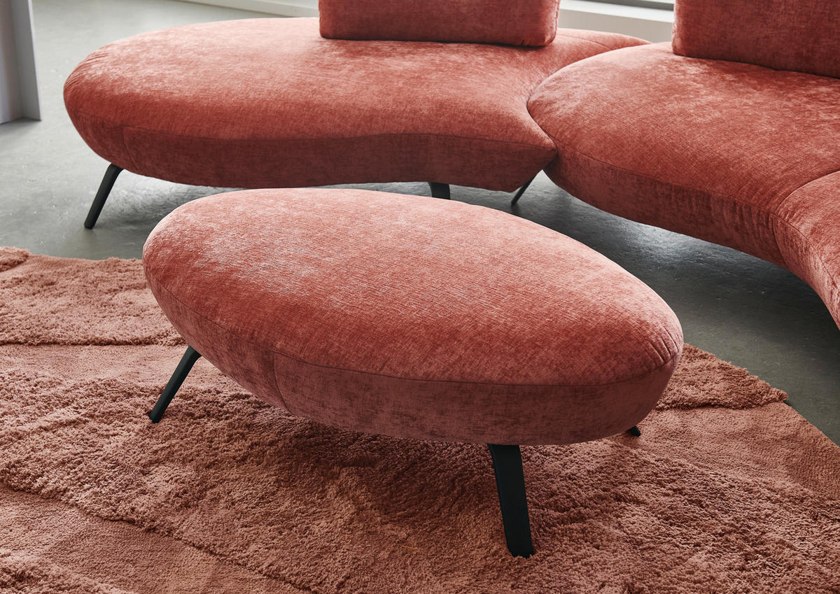 BIGSOFA Flachgewebe Rot  - Rot/Schwarz, Design, Textil/Metall (456/93/138cm) - Moderano