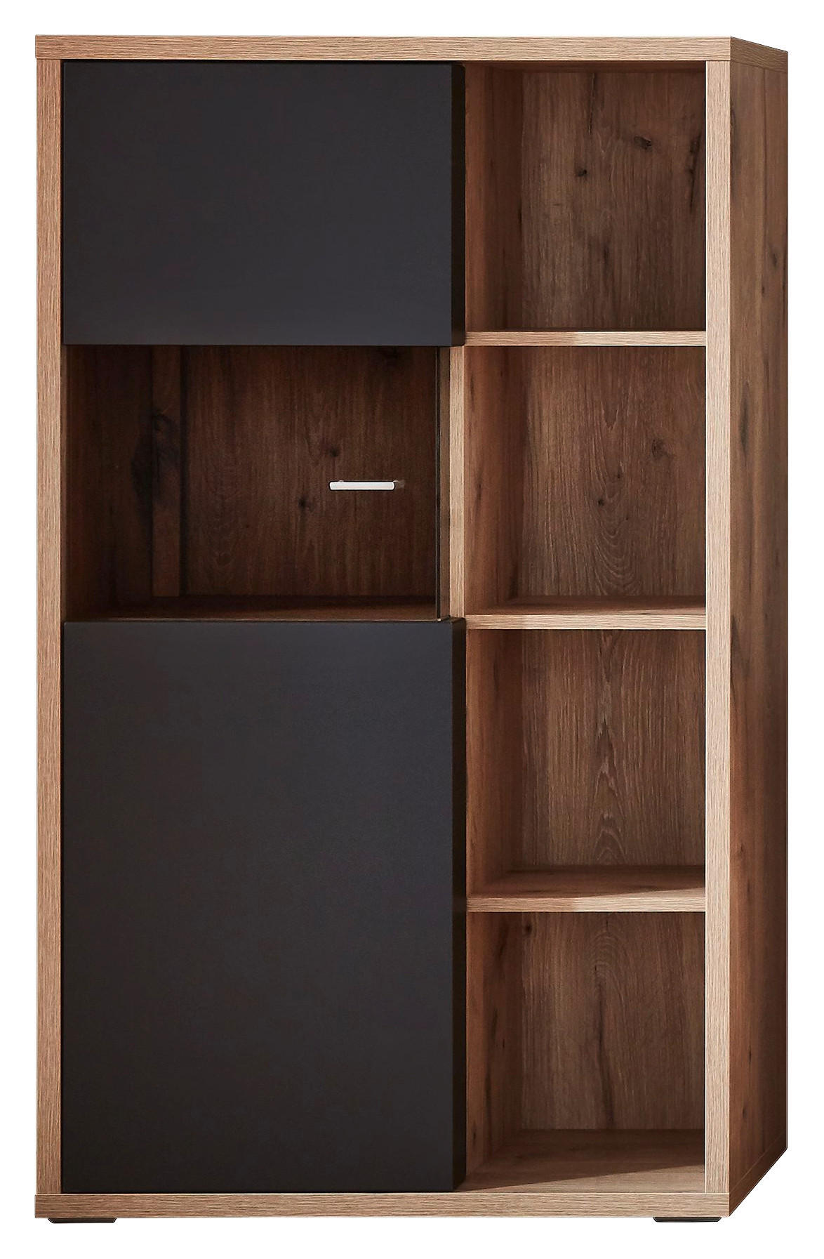 VITRINE Eichefarben, Dunkelgrau Einlegeböden - Eichefarben/Dunkelgrau, Design, Glas/Holzwerkstoff (81/139/37cm) - Stylife