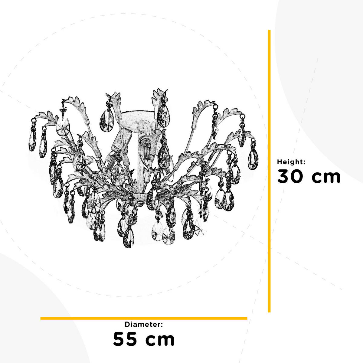 DECKENLEUCHTE  55/30 cm    - Weiß, KONVENTIONELL, Glas/Metall (55/30cm)