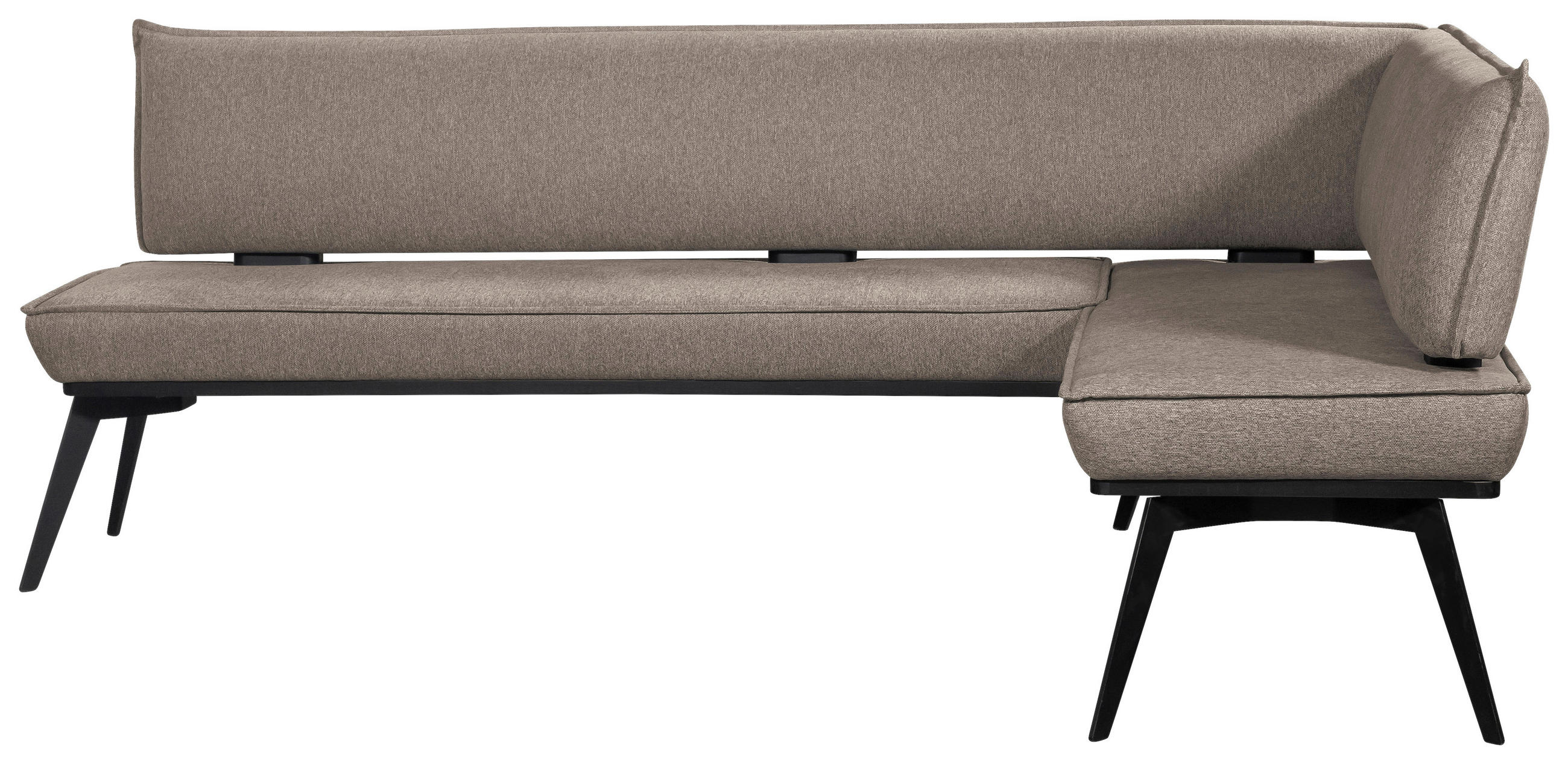 ECKBANK 195/165 cm Webstoff Schwarz, Taupe Buche massiv   - Taupe/Schwarz, Basics, Holz/Textil (195/165cm) - Carryhome