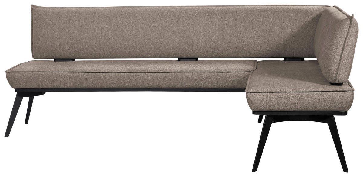 ECKBANK 215/165 cm Webstoff Schwarz, Taupe Buche massiv   - Taupe/Schwarz, Basics, Holz/Textil (215/165cm) - Carryhome