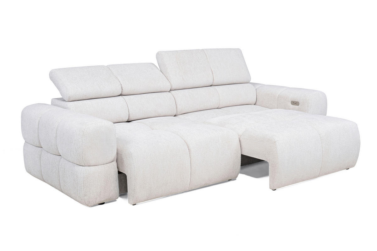 BIGSOFA Chenille Weiß  - Schwarz/Weiß, Design, Kunststoff/Textil (230/76-103/119cm) - Welnova