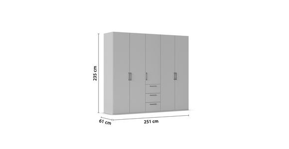DREHTÜRENSCHRANK 251/235/61 cm,  in Graphitfarben, 5-türig  - Edelstahlfarben/Graphitfarben, Basics, Holzwerkstoff/Metall (251/235/61cm) - Novel