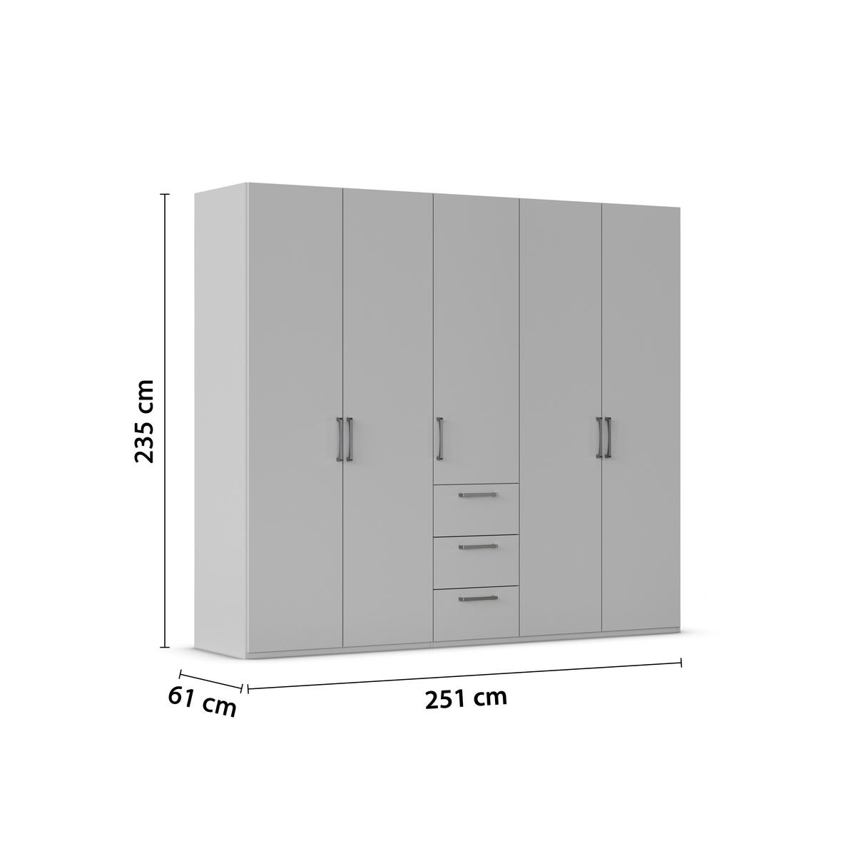 DREHTÜRENSCHRANK 251/235/61 cm,  in Champagner, 5-türig  - Edelstahlfarben/Champagner, Basics, Holzwerkstoff/Metall (251/235/61cm) - Novel