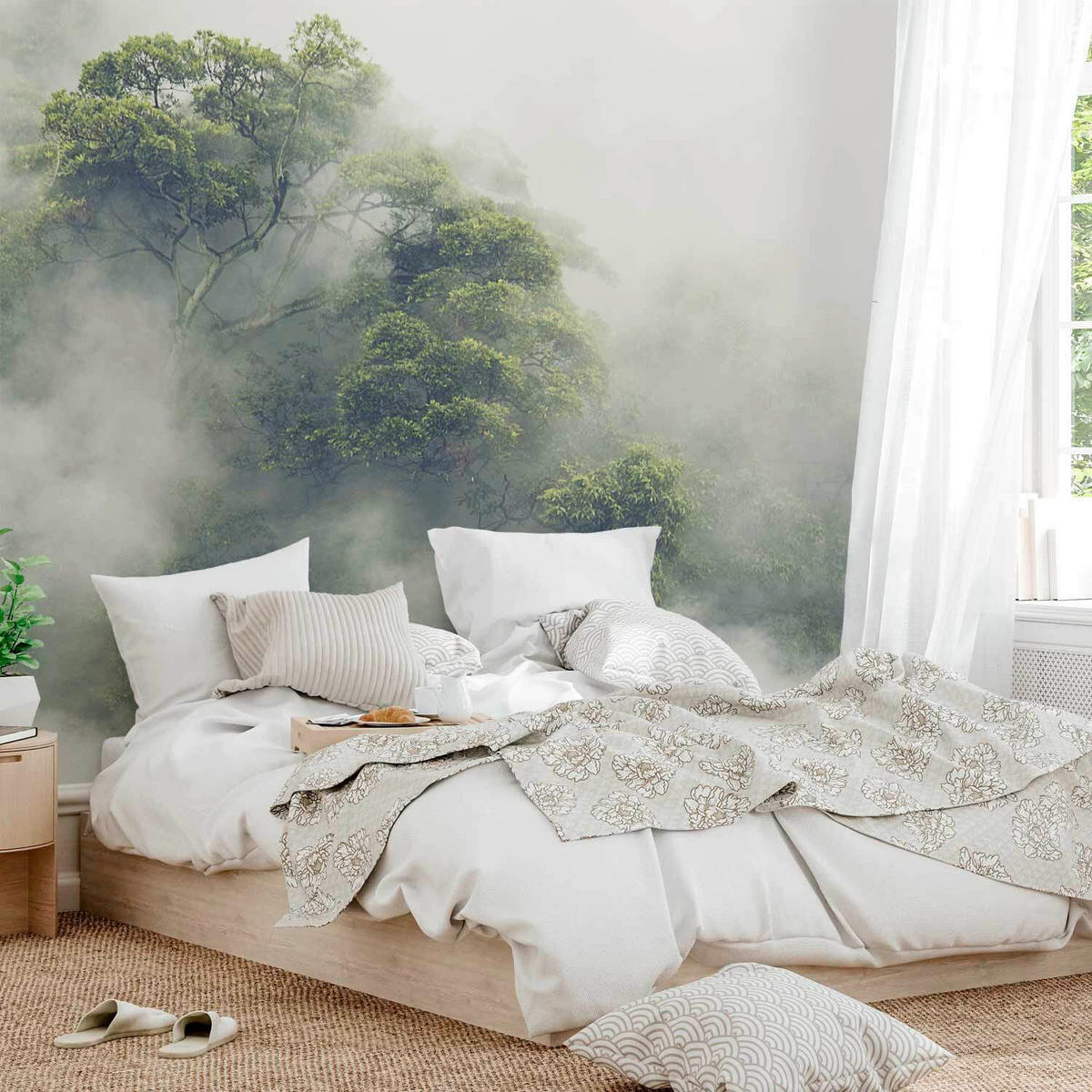 FOTOTAPET 250/175 cm  - grön/gråvit, Lifestyle, textil (250/175cm) - artgeist