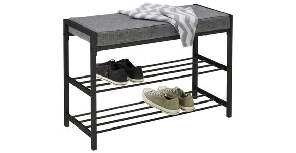 SCHUHBANK  in 80/52/30 cm  - Dunkelgrau/Schwarz, Design, Textil/Metall (80/52/30cm) - Carryhome