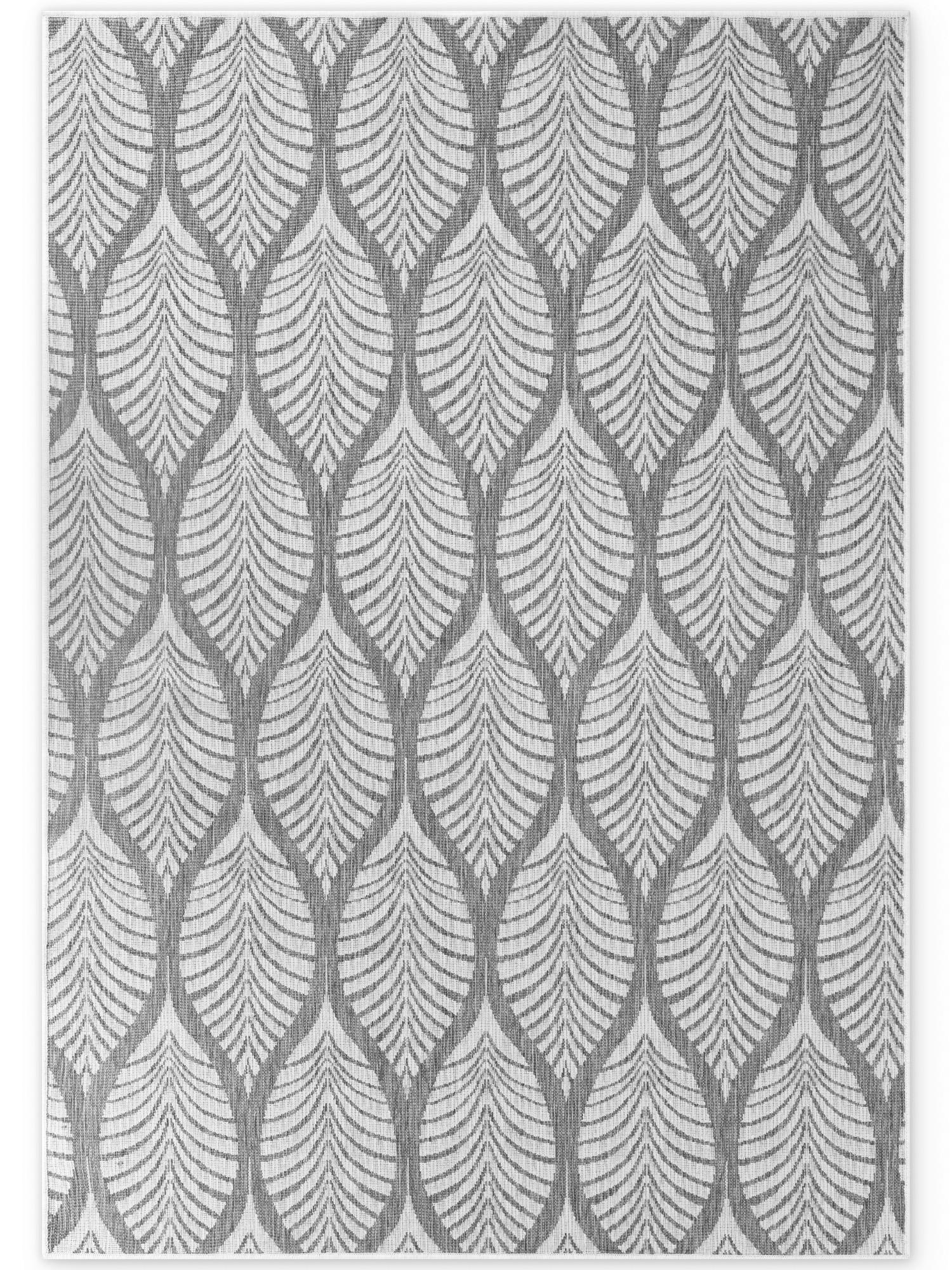 OUTDOORTEPPICH  für Terrasse und Balkon 120/170 cm Duet Grau, Weiß  - Weiß/Grau, Design, Kunststoff (120/170cm) - Hanse Home