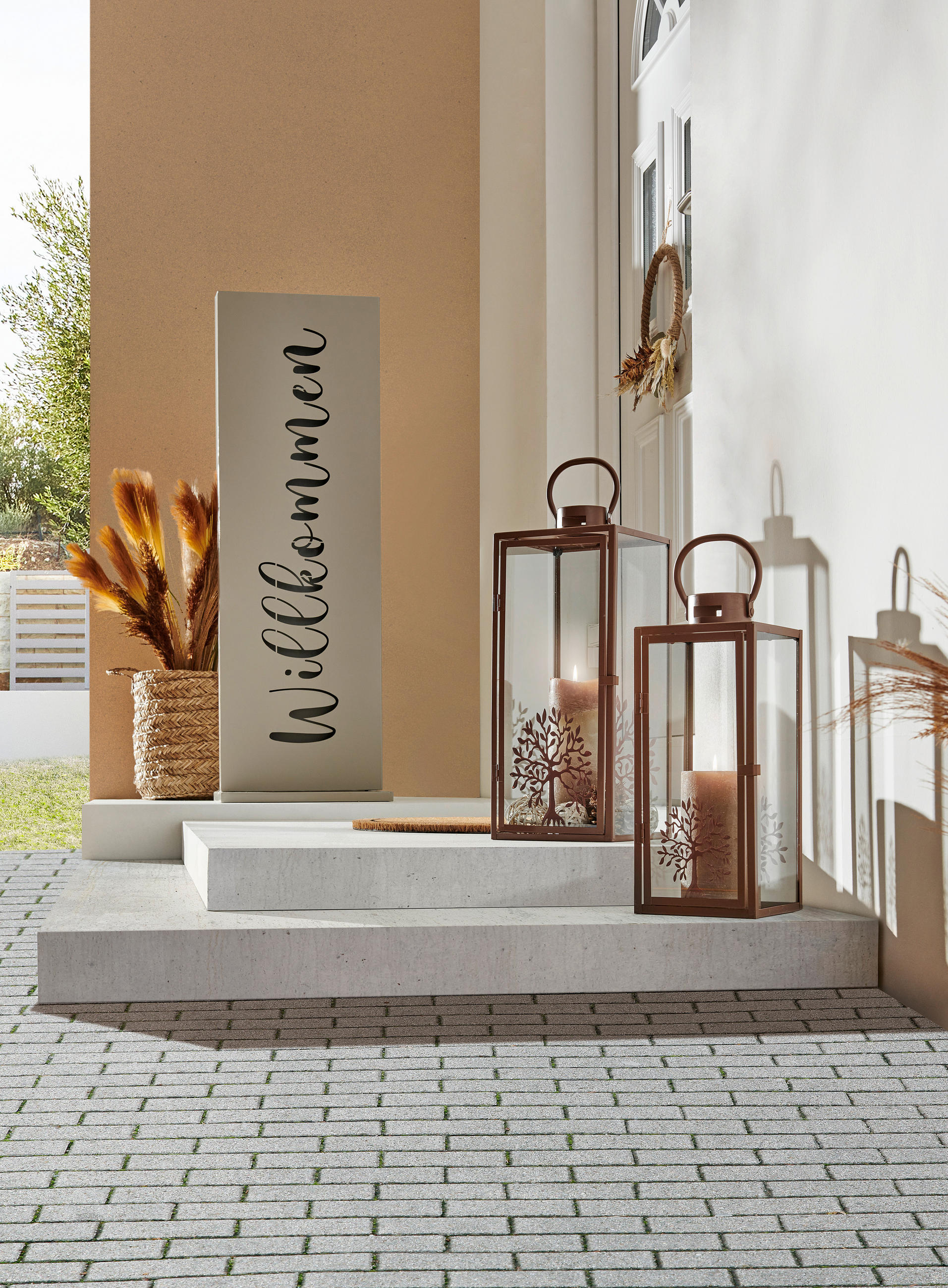 LATERNE - Braun, KONVENTIONELL, Glas/Metall (20,5/20,5/51cm)