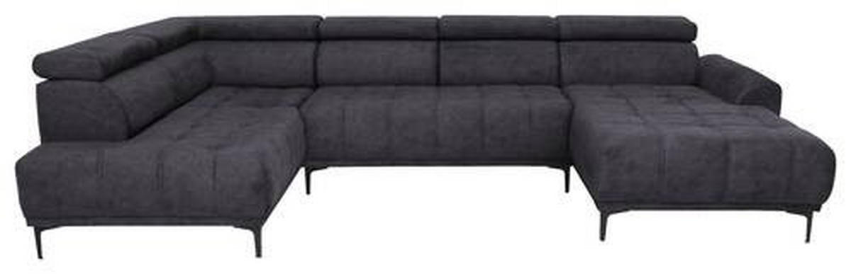 WOHNLANDSCHAFT Dunkelbraun Velours  - Dunkelbraun/Schwarz, Design, Textil/Metall (191/340/172cm) - Stylife