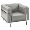 SESSEL in Echtleder Hellgrau  - Chromfarben/Hellgrau, Design, Leder/Metall (91/67/96cm) - Johann Jakob