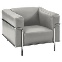 SESSEL in Echtleder Hellgrau  - Chromfarben/Hellgrau, Design, Leder/Metall (91/67/96cm) - Johann Jakob