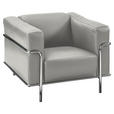 SESSEL in Echtleder Hellgrau  - Chromfarben/Hellgrau, Design, Leder/Metall (91/67/96cm) - Johann Jakob