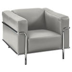 SESSEL in Echtleder Hellgrau  - Chromfarben/Hellgrau, Design, Leder/Metall (91/67/96cm) - Johann Jakob