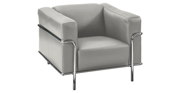 SESSEL in Echtleder Hellgrau  - Chromfarben/Hellgrau, Design, Leder/Metall (91/67/96cm) - Johann Jakob